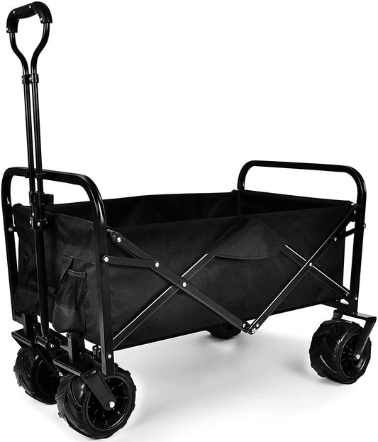 Heavy Duty Folding Portable Cart Wagon with 7 inch Widened All-Terrain Wheels