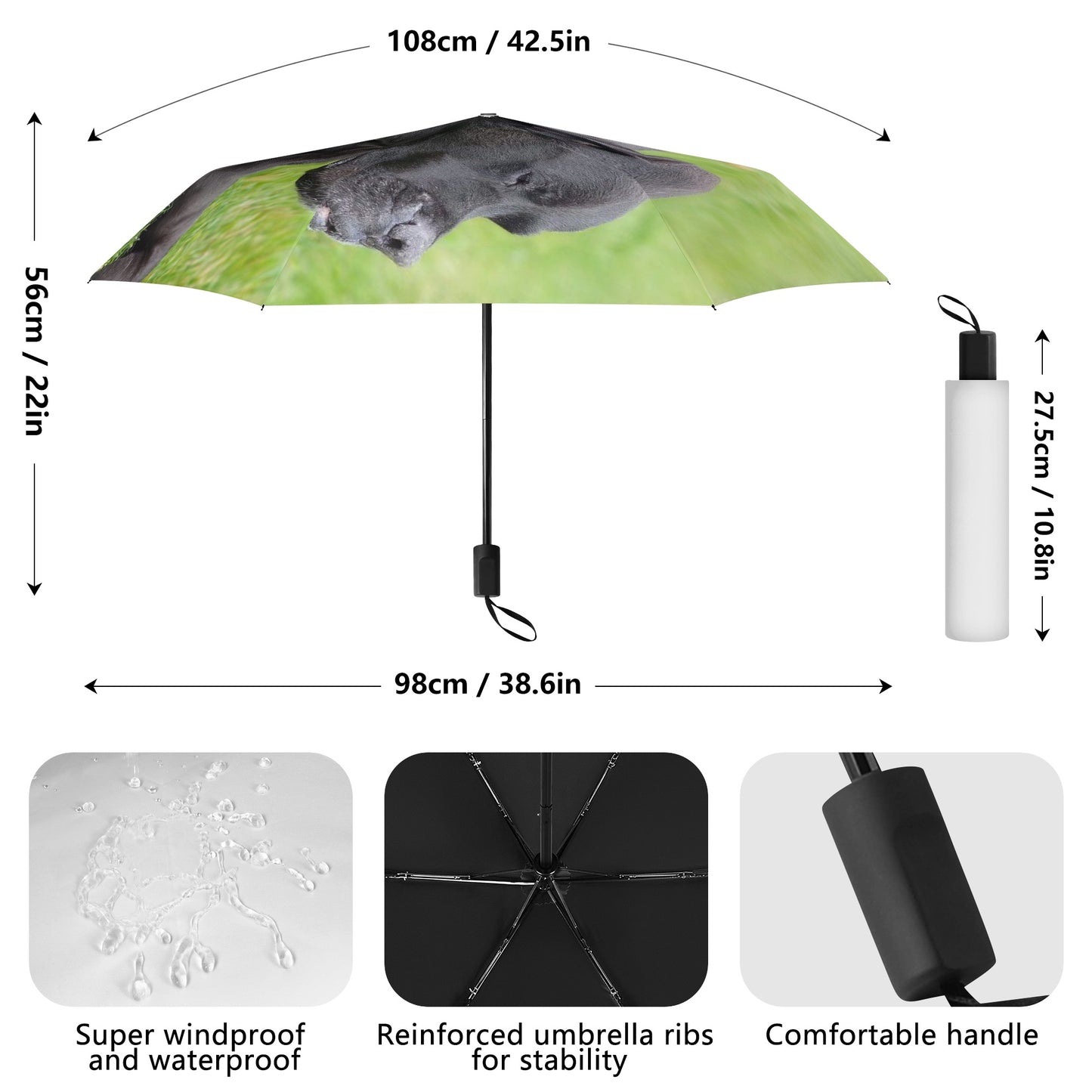 Custon Personalized Manual Folding Umbrella Printing Outside