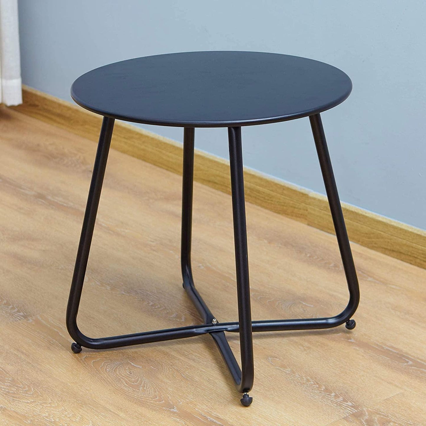 Mydepot SR Steel Patio Side Table, Weather Resistant Outdoor Round End Table