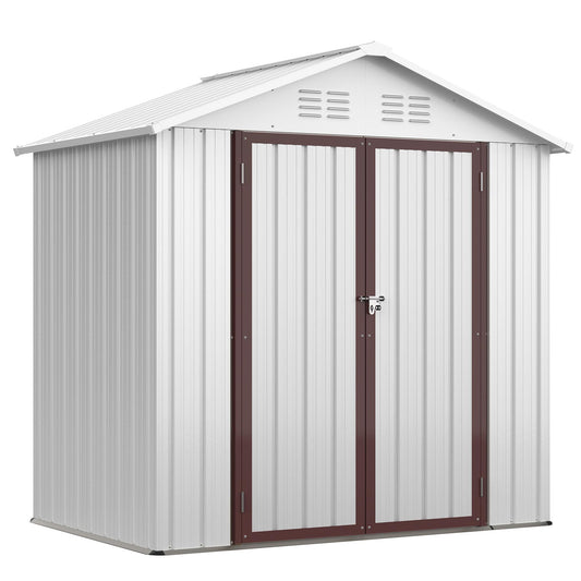 5 X 3 /6x4 Ft Outdoor Storage Shed, Galvanized Metal Garden Shed, Tool Storage Shed