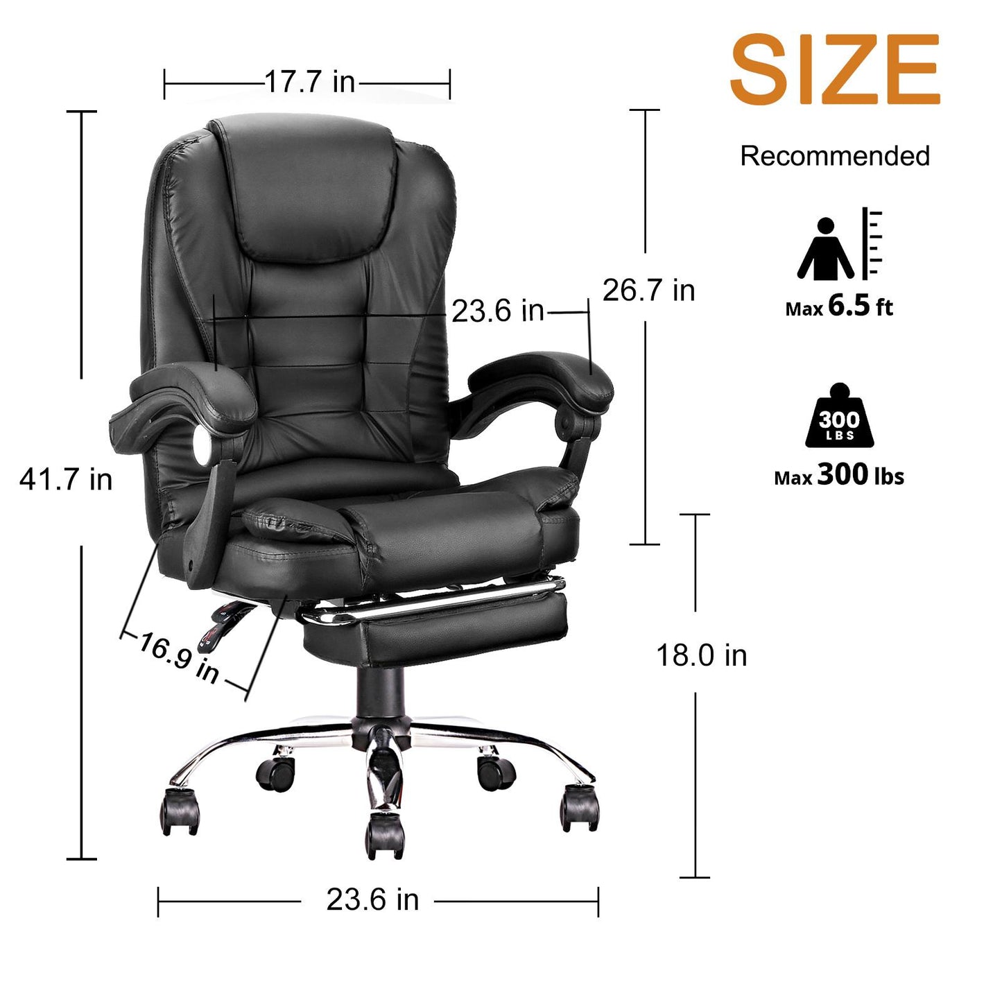 High-back office chair, adjustable ergonomic office chair