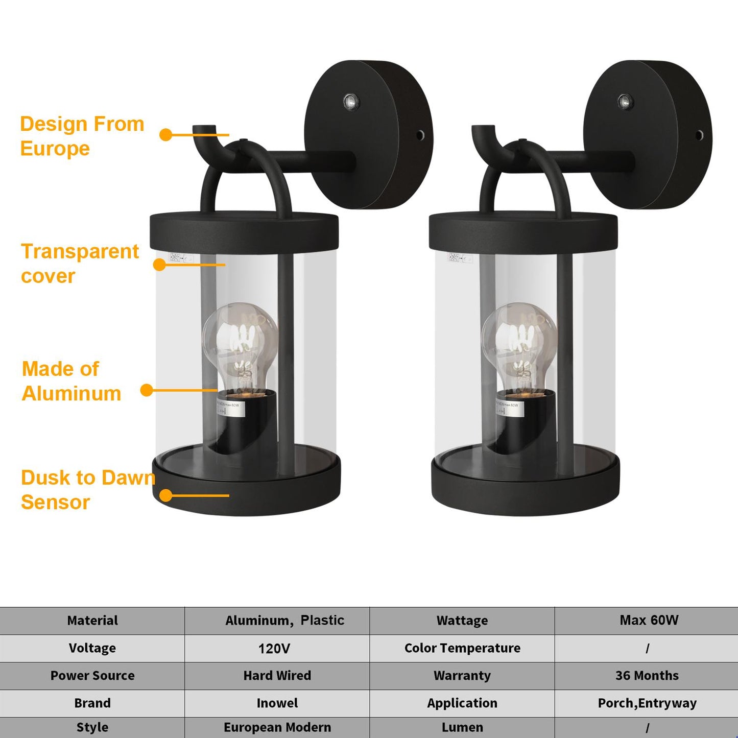 Outdoor Wall Light Outdoor Lantern E26 Base with Sensor