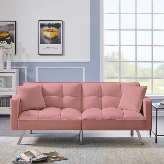 FUTON SOFA SLEEPER  VELVET WITH 2 PILLOWS