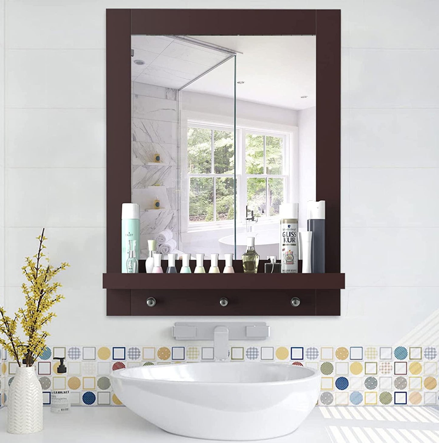 Bulk Order, Mirror with a shelf is made of durable MDF material