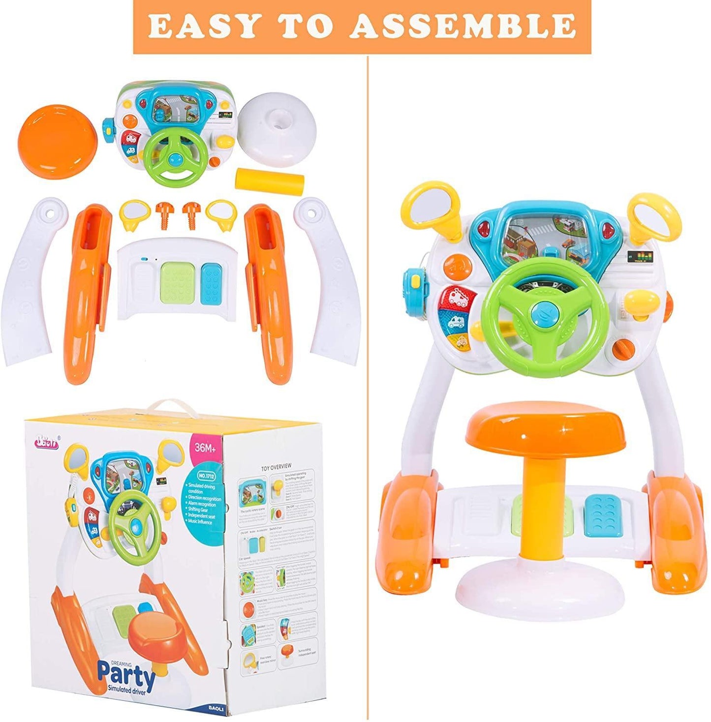 Kids Driving Simulate Ride on Toy Steering Wheel Toy for Toddlers