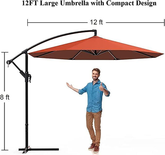 12 FT Outdoor Patio Umbrella Pool Beach Umbrella for Garden Backyard