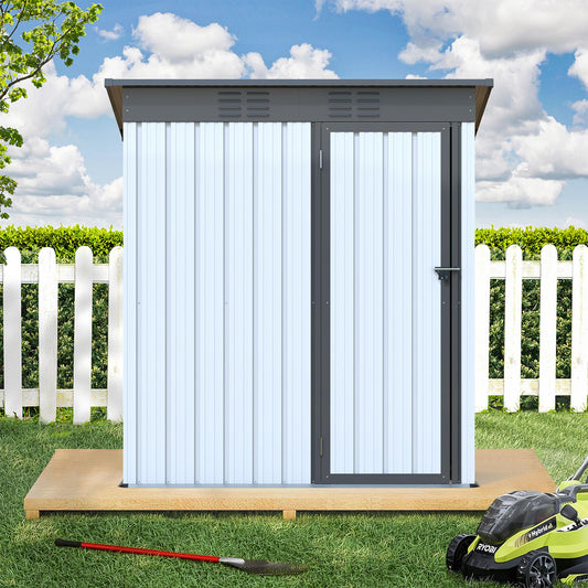 5 X 3 /6x4 Ft Outdoor Storage Shed, Galvanized Metal Garden Shed, Tool Storage Shed