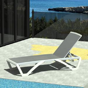 Domi Patio Chaise Lounge Outdoor Aluminum Polypropylene Chair with Adjustable Backrest,for Beach