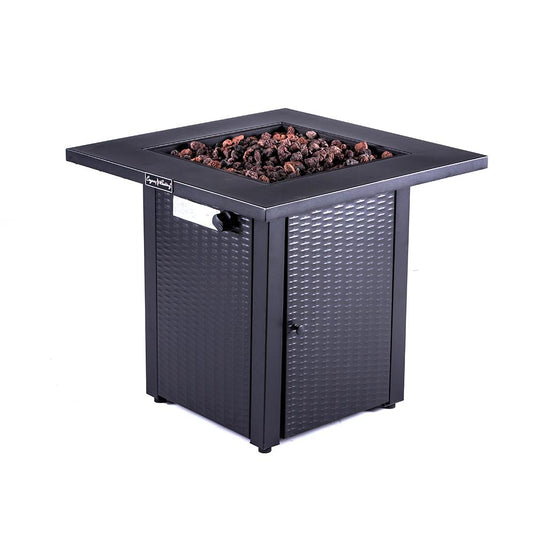 28in Square Propane Fire Pit Table Wicker-Look 50,000BTU Gas Fire Pit Table