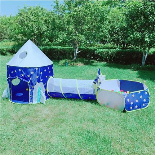 3 in 1 Rocket Ship Play Tent - Indoor/Outdoor Playhouse Set for Babies,Toddleers