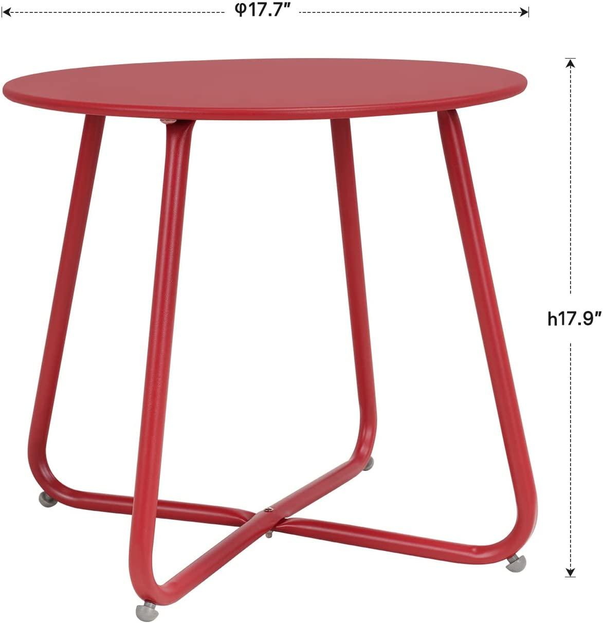 Mydepot SR Steel Patio Side Table, Weather Resistant Outdoor Round End Table