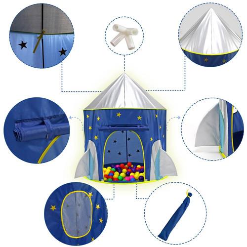 3 in 1 Rocket Ship Play Tent - Indoor/Outdoor Playhouse Set for Babies,Toddleers