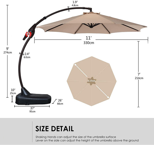 Mydepot SR Deluxe Aluminum Offset Umbrella, Patio Cantilever Umbrella