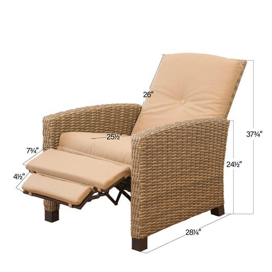 Domi Indoor & Outdoor Recliner, All-Weather Wicker Reclining Patio Chair