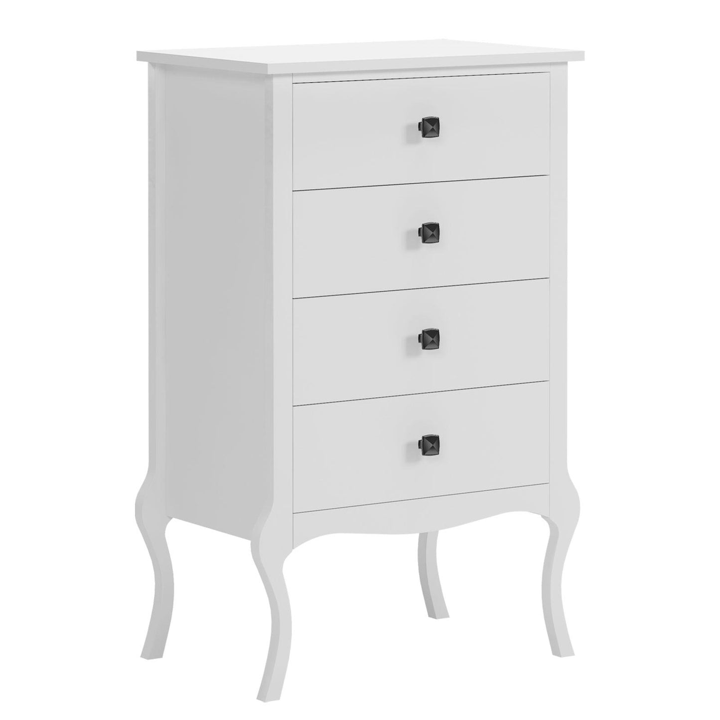 White Nightstand with 4 Drawers, End Table, Wooden Accent Table with Storage for Bedroom, Living Roo