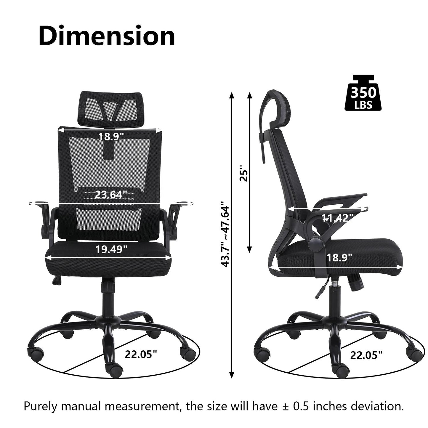 Ergonomic office chair, breathable mesh chair with lumbar support, comfortable computer chair