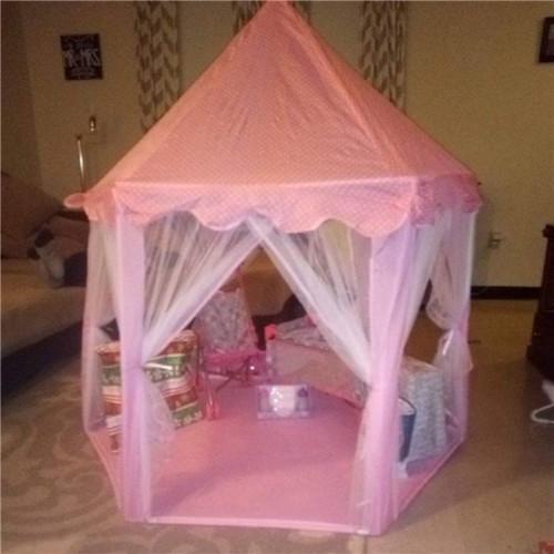 Portable Folding Princess Castle Tent Children House Kids Play Tent(LED Star Lights)