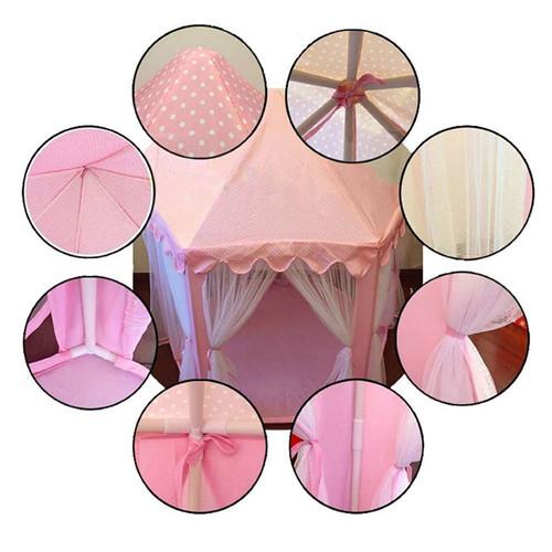 Portable Folding Princess Castle Tent Children House Kids Play Tent(LED Star Lights)