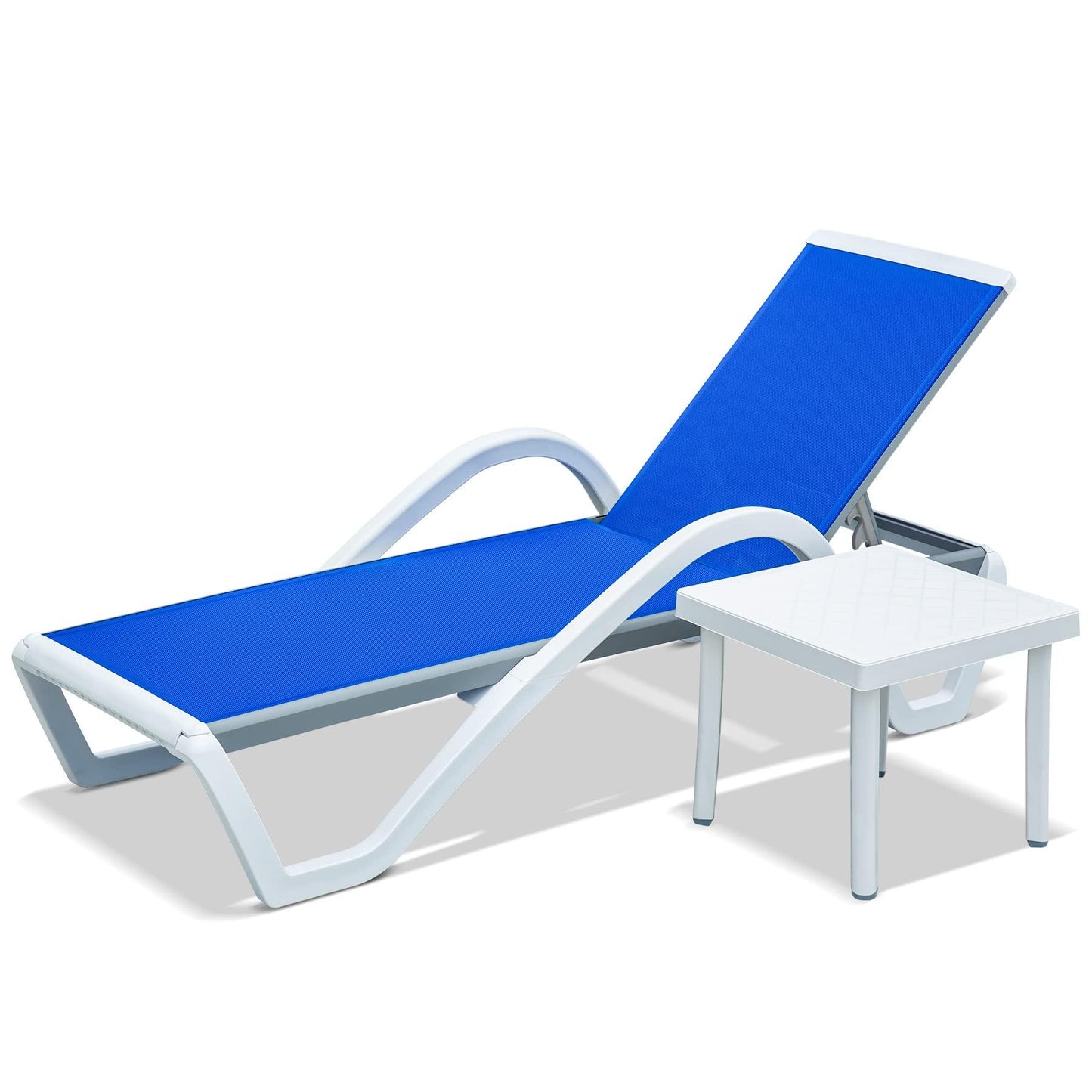 Domi Patio Chaise Lounge Outdoor Aluminum Polypropylene Chair with Adjustable Backrest,for Beach