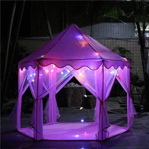 Portable Folding Princess Castle Tent Children House Kids Play Tent(LED Star Lights)