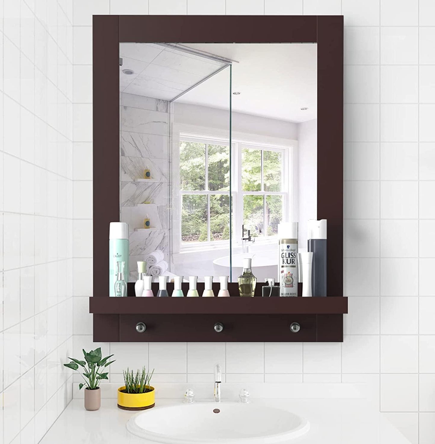 Bulk Order, Mirror with a shelf is made of durable MDF material