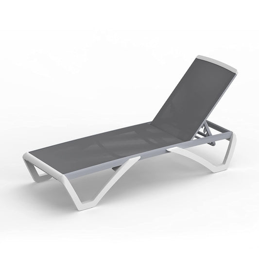 Domi Patio Chaise Lounge Outdoor Aluminum Polypropylene Chair with Adjustable Backrest,for Beach