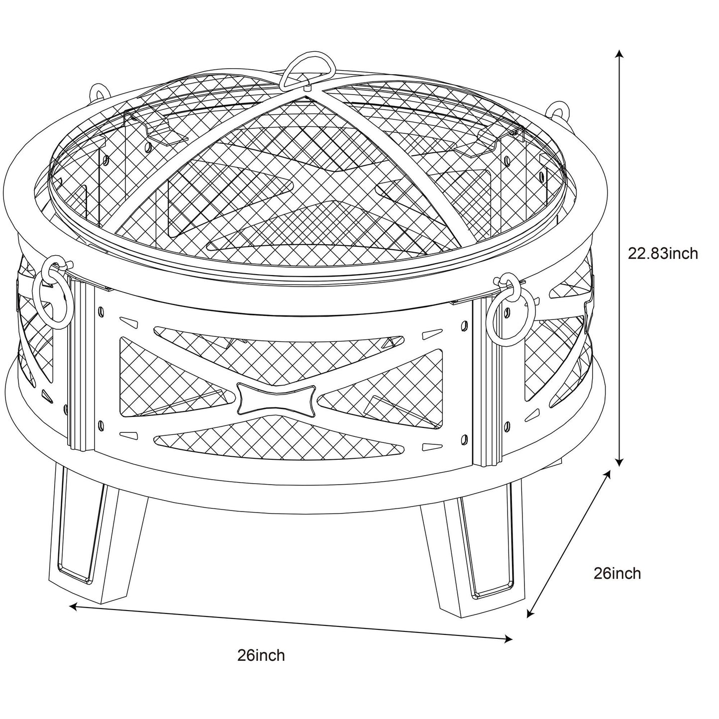 Norvell 22.83'' H x 26'' W Steel Wood Burning Outdoor Fire Pit