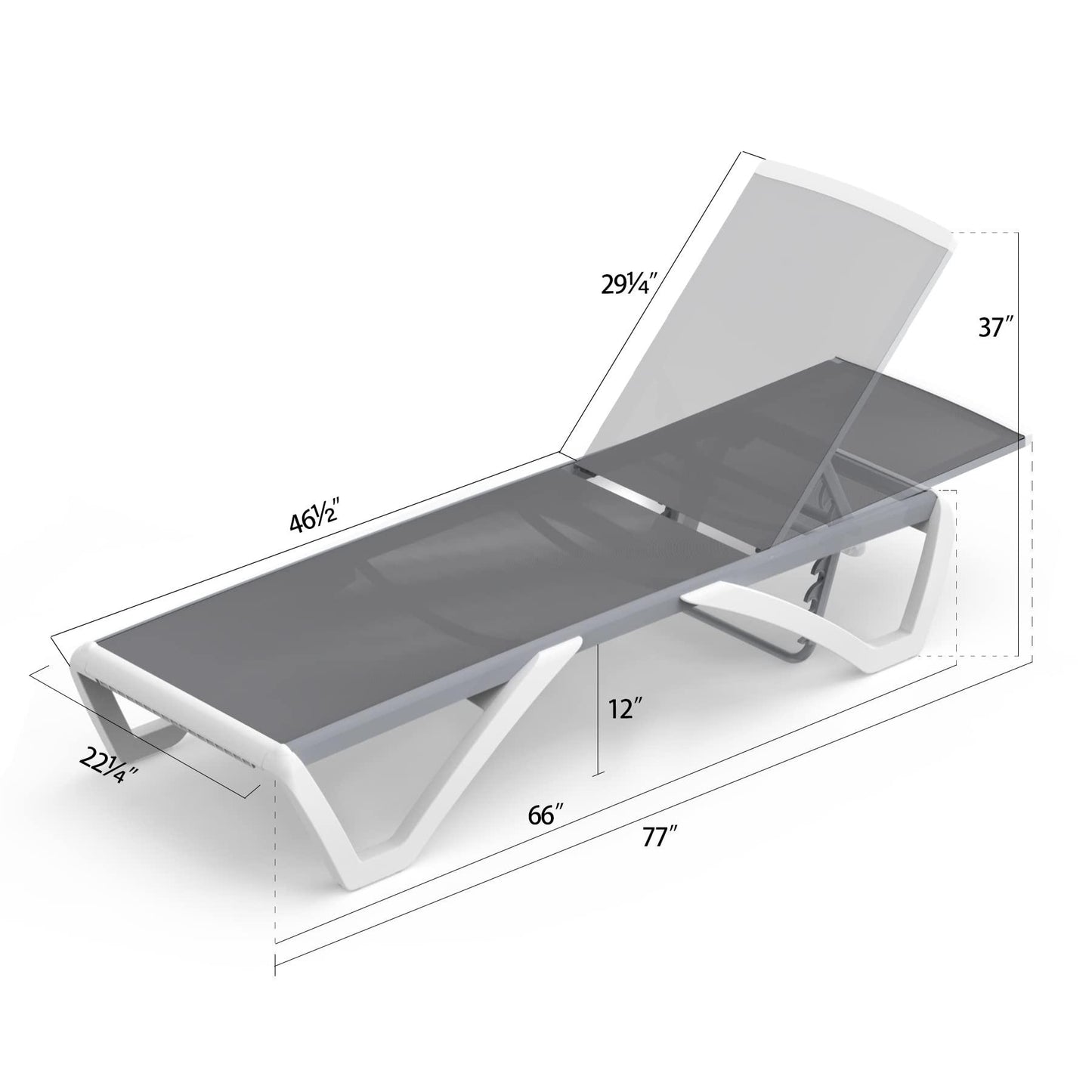 Domi Patio Chaise Lounge Outdoor Aluminum Polypropylene Chair with Adjustable Backrest,for Beach