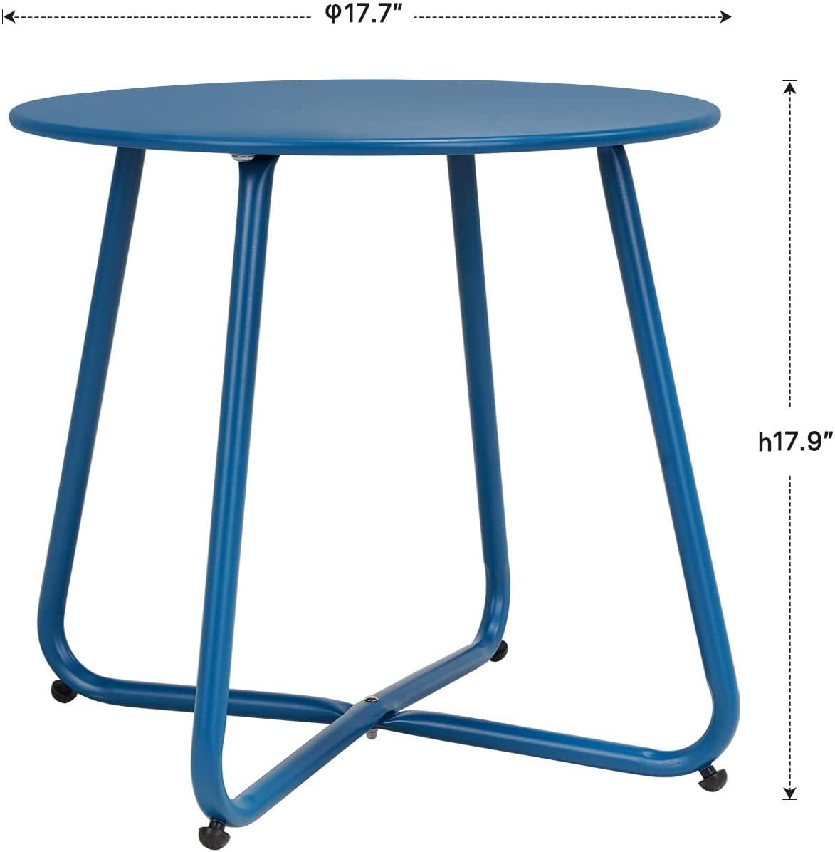 Mydepot SR Steel Patio Side Table, Weather Resistant Outdoor Round End Table