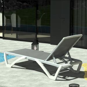 Domi Patio Chaise Lounge Outdoor Aluminum Polypropylene Chair with Adjustable Backrest,for Beach