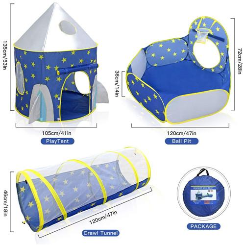 3 in 1 Rocket Ship Play Tent - Indoor/Outdoor Playhouse Set for Babies,Toddleers