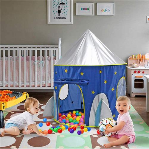 Pop Up Kids Tent - Spaceship Rocket Indoor Playhouse Tent for Boys and Girls