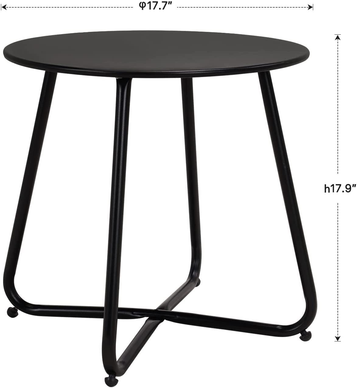 Mydepot SR Steel Patio Side Table, Weather Resistant Outdoor Round End Table