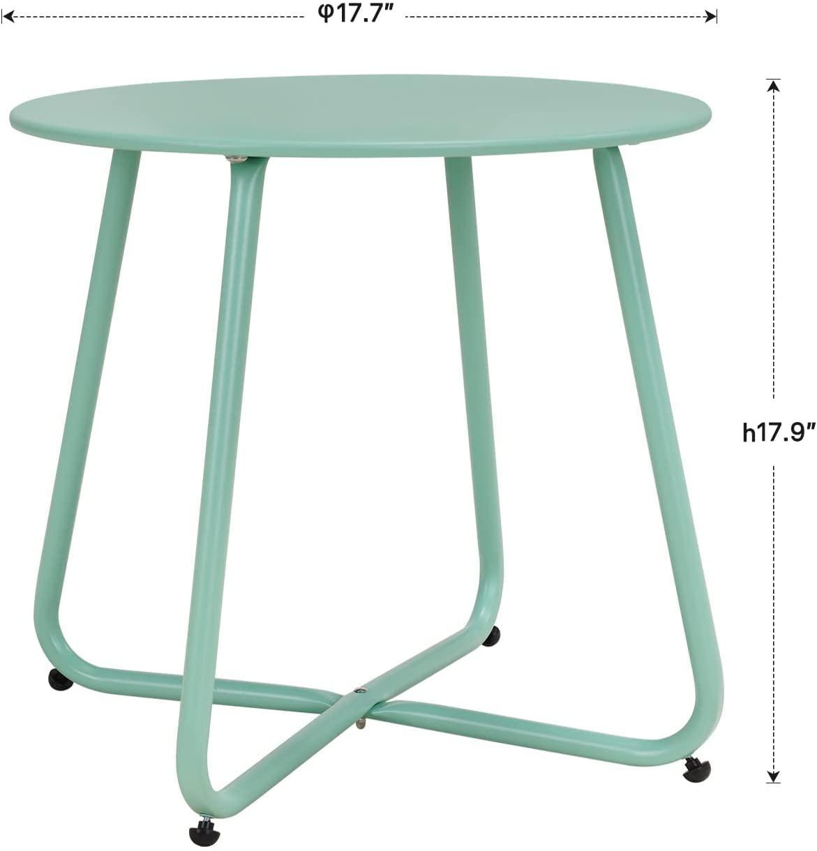 Mydepot SR Steel Patio Side Table, Weather Resistant Outdoor Round End Table