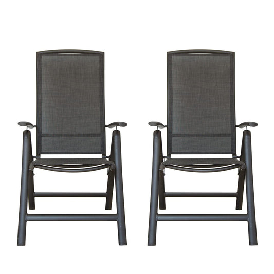 Domi Folding Patio Chairs Set of 2, Aluminium Frame Reclining Sling Lawn Chairs with Adjustable High